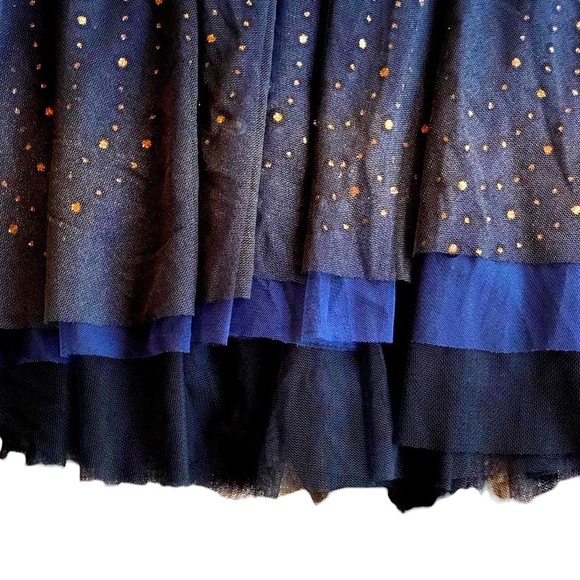 RNC Black Gold Navy Triple Layer Glitter Layered Mesh Tulle Skirt - Picture 5 of 12